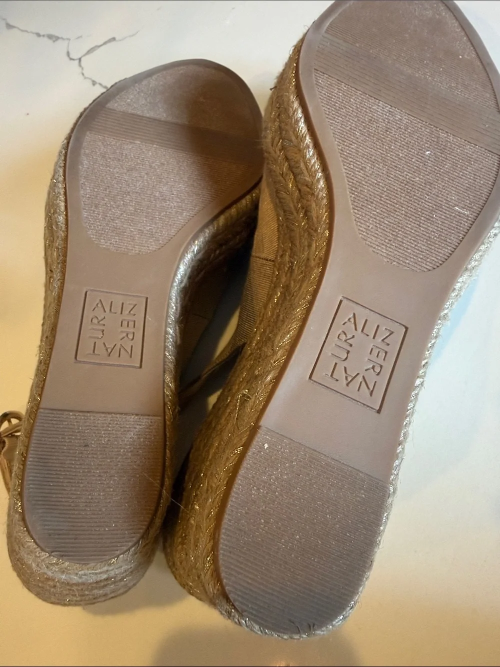 Naturalizer Taupe Bow Slingback Wedge Sandals 9
